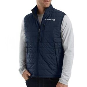 Carhartt Mens 2XL Navy Blue UNITED AIRLINES Gilliam Full Zip Vest 103709 XXL